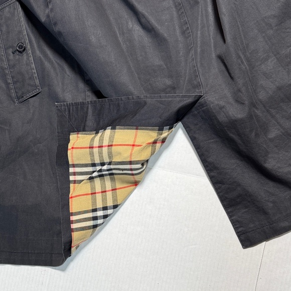 BURBERRY Vintage Classic Black Women's Car Coat Nova Check Size 8R Faded Fabric - Picture 15 of 16